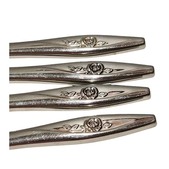 Oneida LASTING ROSE Set of 4 Dinner Knives Oneidacraft Stainless Flatware - Picture 6 of 7